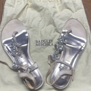 Badgley Mischka Metallic Sandals with Embellishments